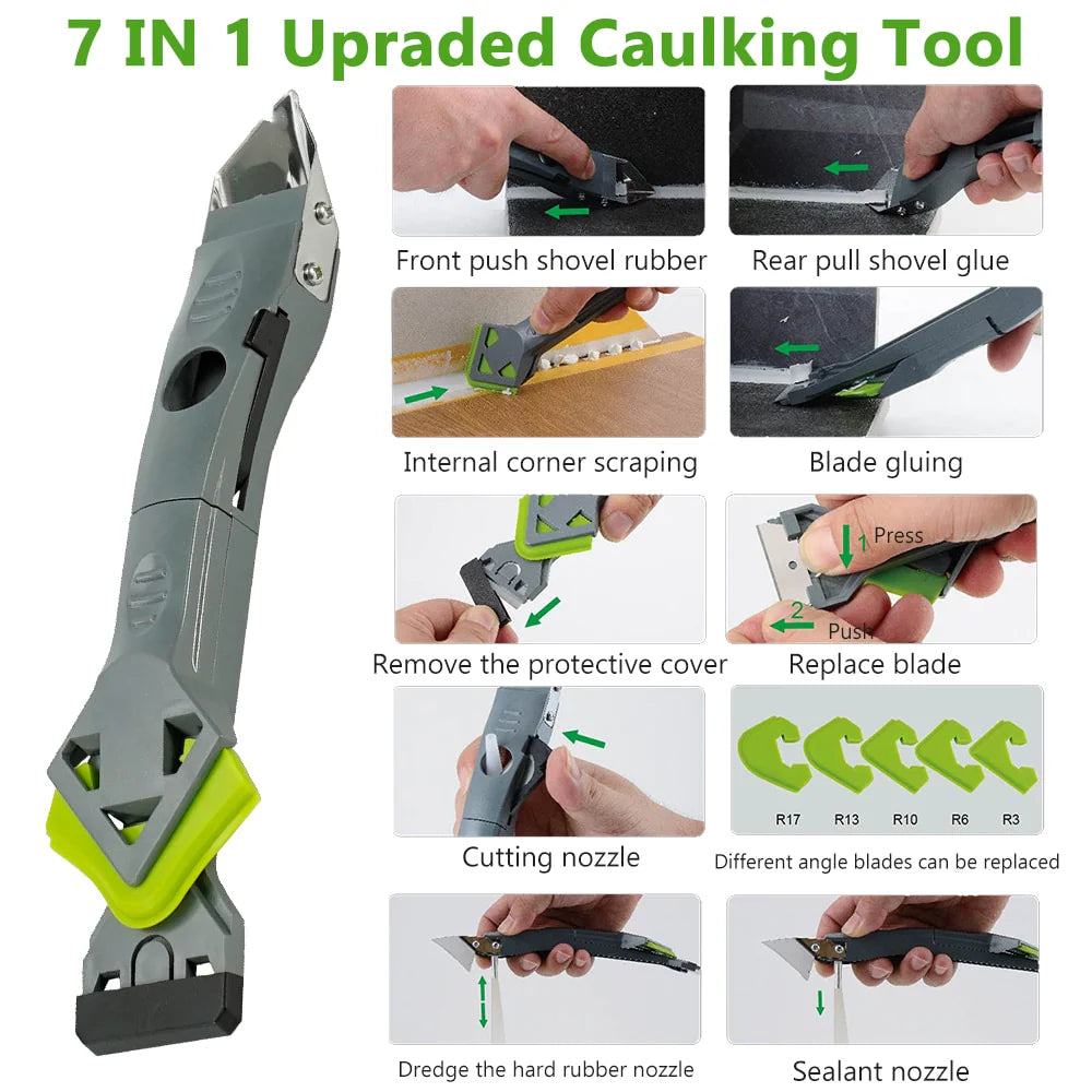 🔥 LIMITED DEAL! 🔥🛠️ 7-in-1 Silicone Spatula - Multi-Purpose Caulk Remover & Squeegee