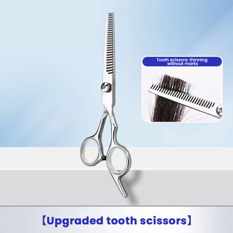 🔥Hairdressing tooth scissors flat scissors hair salon professional thinning scissors home portable bangs hairdressing tool flat tooth scissors set🔥