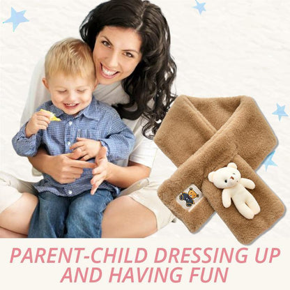 🔥Christmas gift cute bear cross neck bear scarf winter cartoon solid color cold protection warm outdoor windproof scarf head protection neck plush neck cover🔥