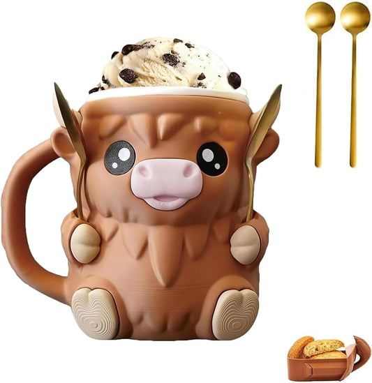 Limited Time Christmas Offer ⏰|Cow Ice Cream Pint Holder Dual Spoon Sockets
