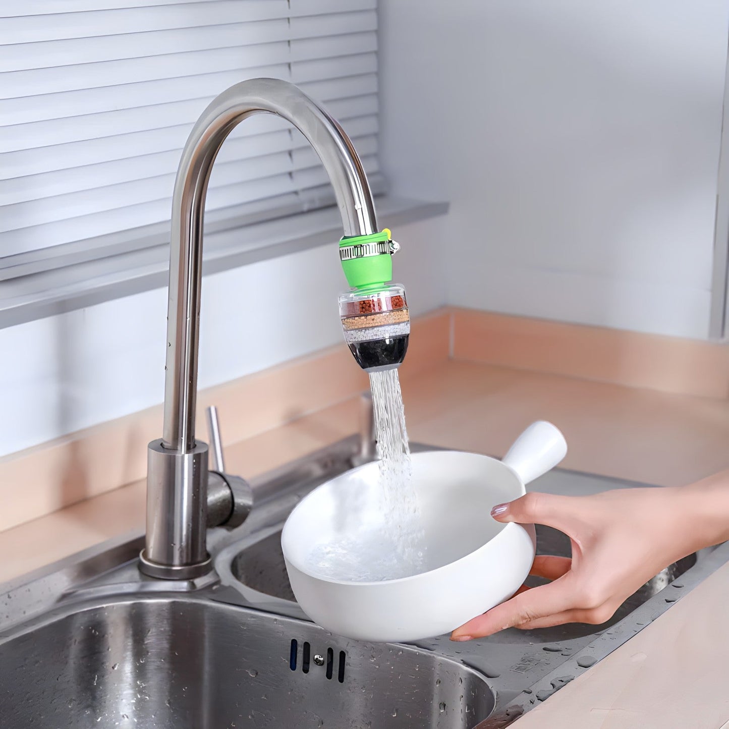 🔥Telescopic rotating faucet splash-proof head kitchen water purifier filter with medical stone water-saving shower artifact🔥