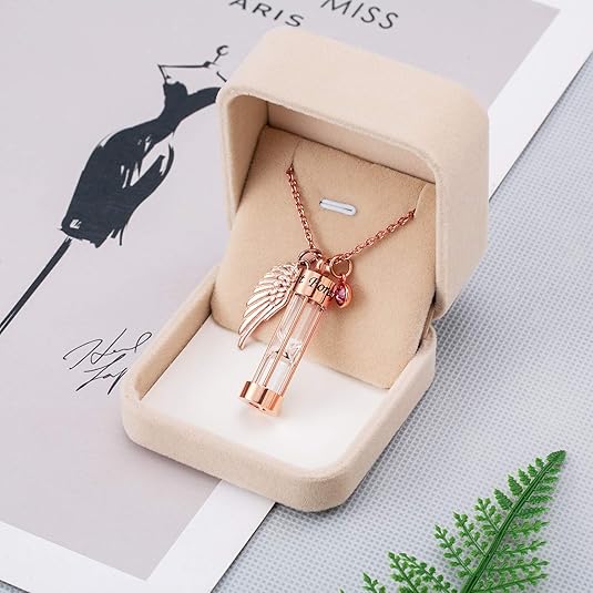 Ashes Timeless Hourglass Memorial Pendant Keepsake Jewelry for Human Pet Ashes
