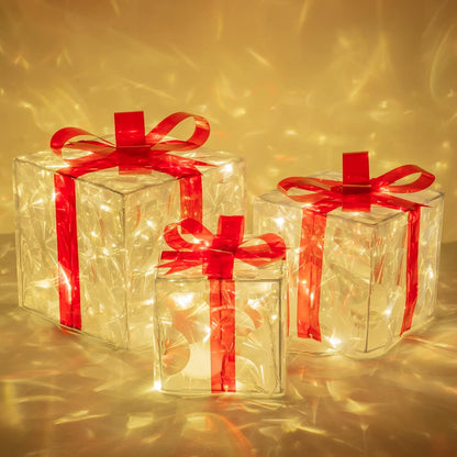 (🌲Early Christmas Sale- 49% OFF)Set of 3 Christmas Lighted Gift Boxes
