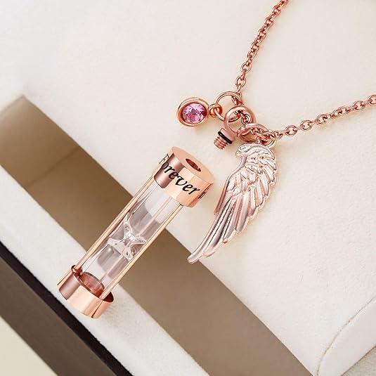 Ashes Timeless Hourglass Memorial Pendant Keepsake Jewelry for Human Pet Ashes