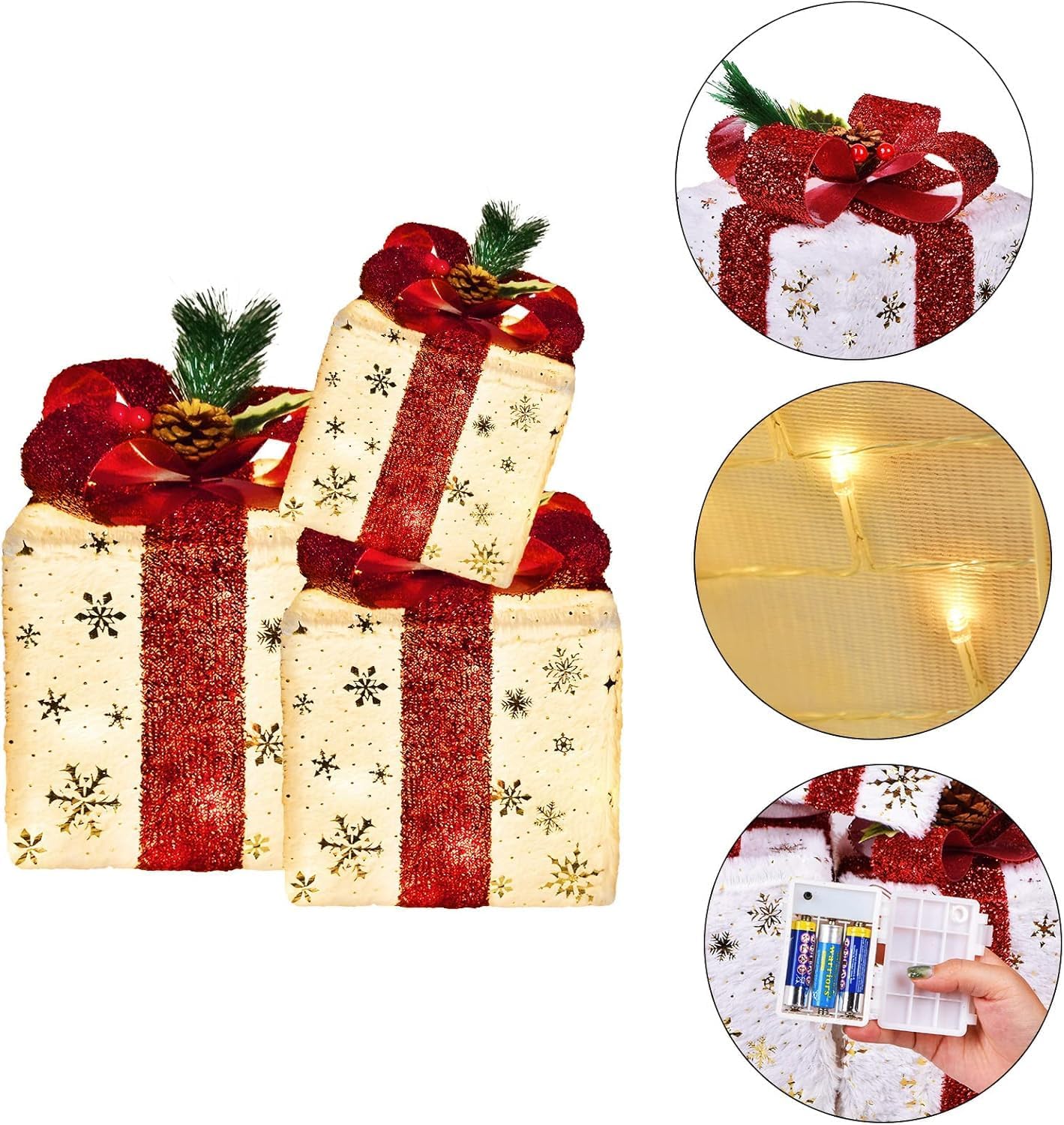 (🌲Early Christmas Sale- 49% OFF)Set of 3 Christmas Lighted Gift Boxes