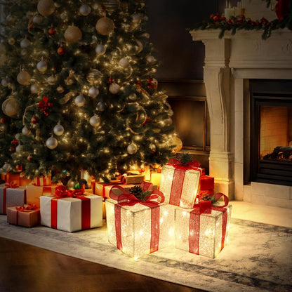 (🌲Early Christmas Sale- 49% OFF)Set of 3 Christmas Lighted Gift Boxes
