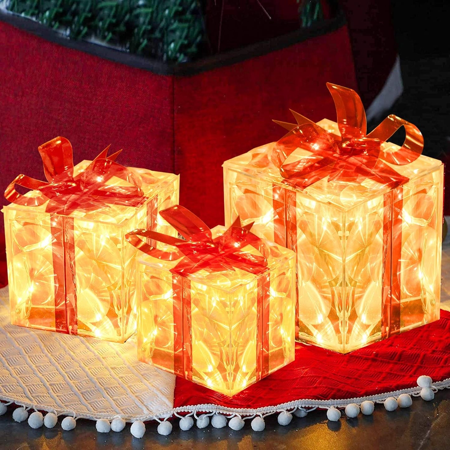 (🌲Early Christmas Sale- 49% OFF)Set of 3 Christmas Lighted Gift Boxes