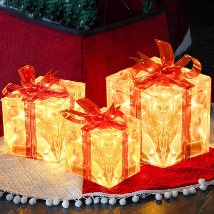 (🌲Early Christmas Sale- 49% OFF)Set of 3 Christmas Lighted Gift Boxes