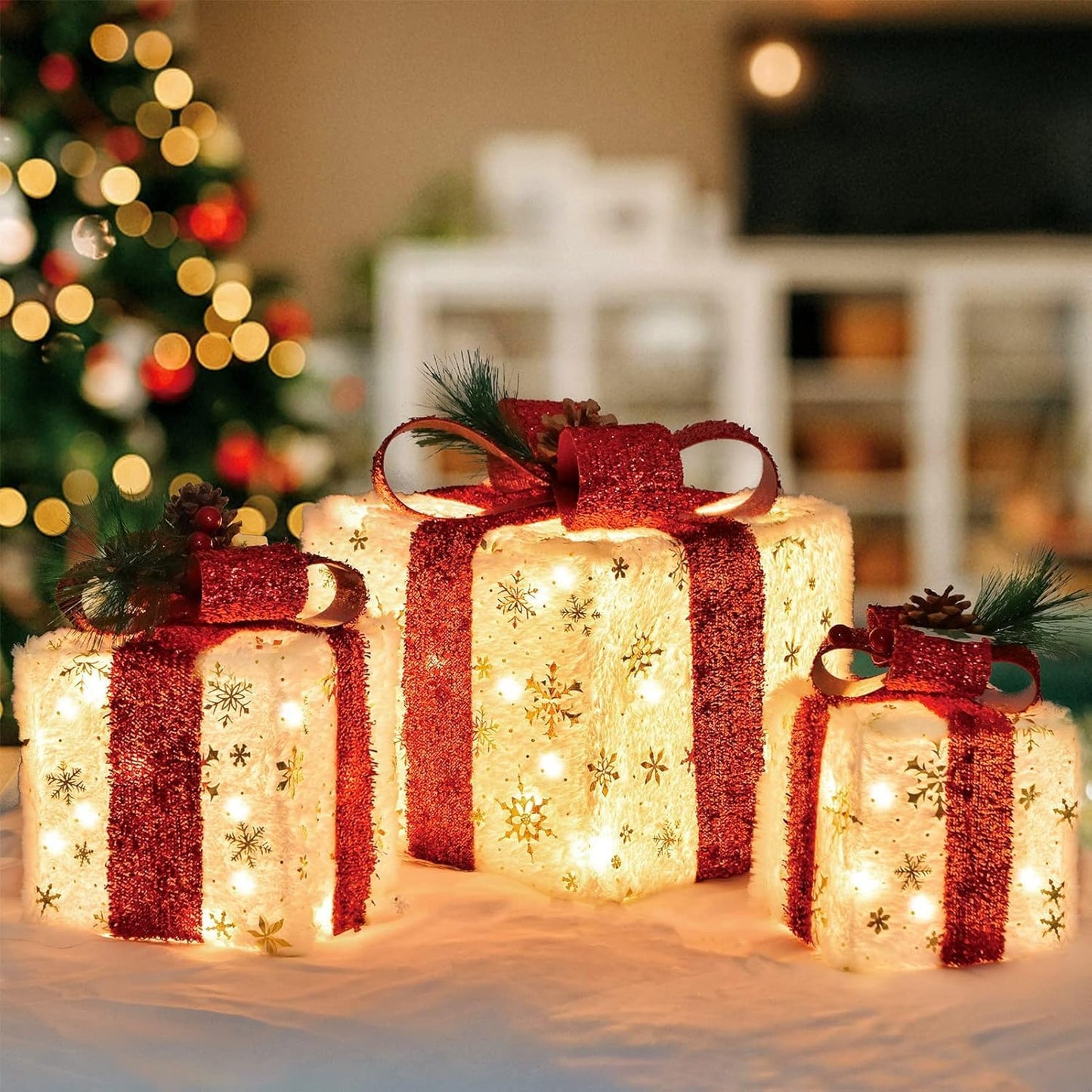 (🌲Early Christmas Sale- 49% OFF)Set of 3 Christmas Lighted Gift Boxes