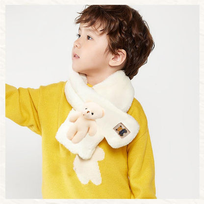 🔥Christmas gift cute bear cross neck bear scarf winter cartoon solid color cold protection warm outdoor windproof scarf head protection neck plush neck cover🔥