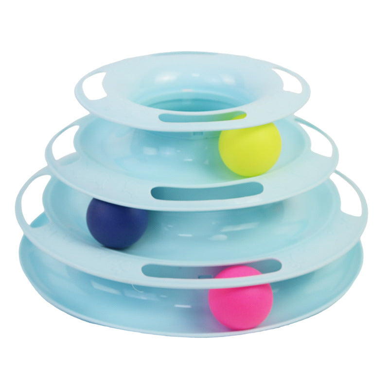 Tower of Tracks 3-Level Cat Track Toy with 3 Balls🤍🐱💙✨ Interactive Toy for Indoor Cats