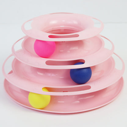 Tower of Tracks 3-Level Cat Track Toy with 3 Balls🤍🐱💙✨ Interactive Toy for Indoor Cats