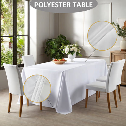 🔥Light luxury high-end white large rectangular polyester tablecloth outdoor wedding hotel conference room tablecloth🔥