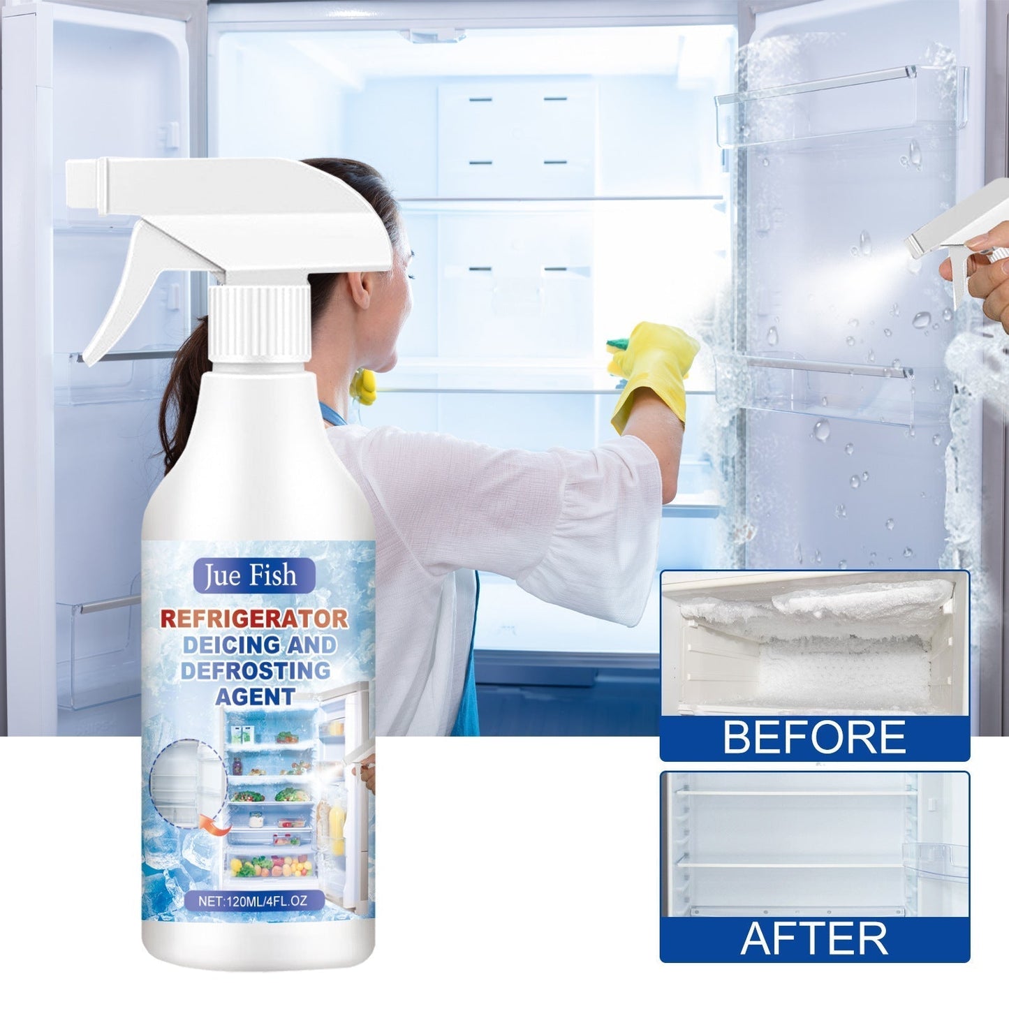 Defrosting Spray for Fridge Freezer(With Free Spatula)