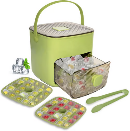 🔥Portable push-type ice tray ice cube mold ice box home double layer with drawer ice maker🔥
