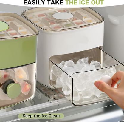 🔥Portable push-type ice tray ice cube mold ice box home double layer with drawer ice maker🔥