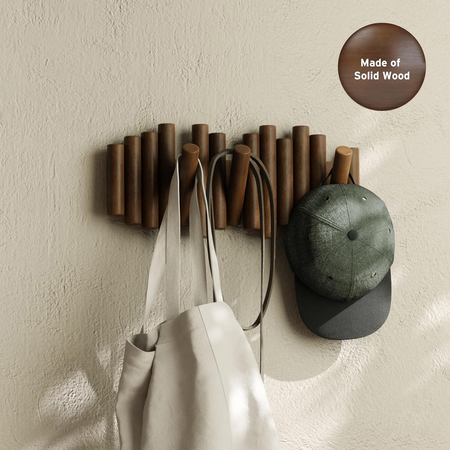 Limited-Time Deal|Picket Rail Hook Coat Rack, Aged Walnut