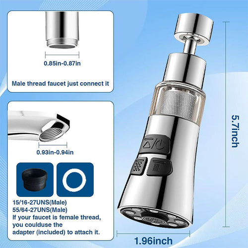 🔥360° rotating kitchen faucet filter extender anti-splash artifact mouth tap water purification universal universal household universal🔥